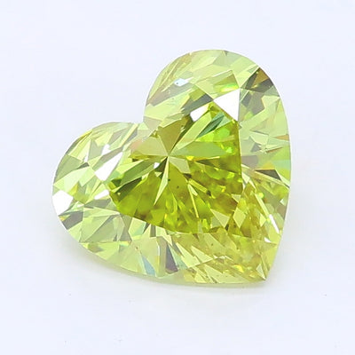 1.01 carat fancy intense greenish yellow heart lab grown diamond VS2 clarity