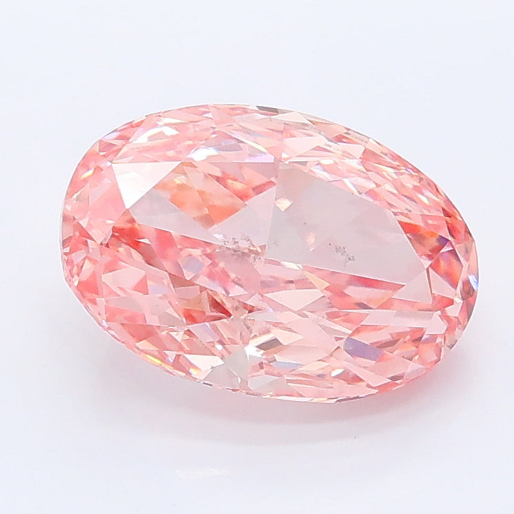 2.50 carat fancy vivid pink oval lab grown diamond VS2 clarity