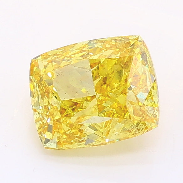 1.28 carat fancy vivid yellow cushion lab grown diamond SI2 clarity