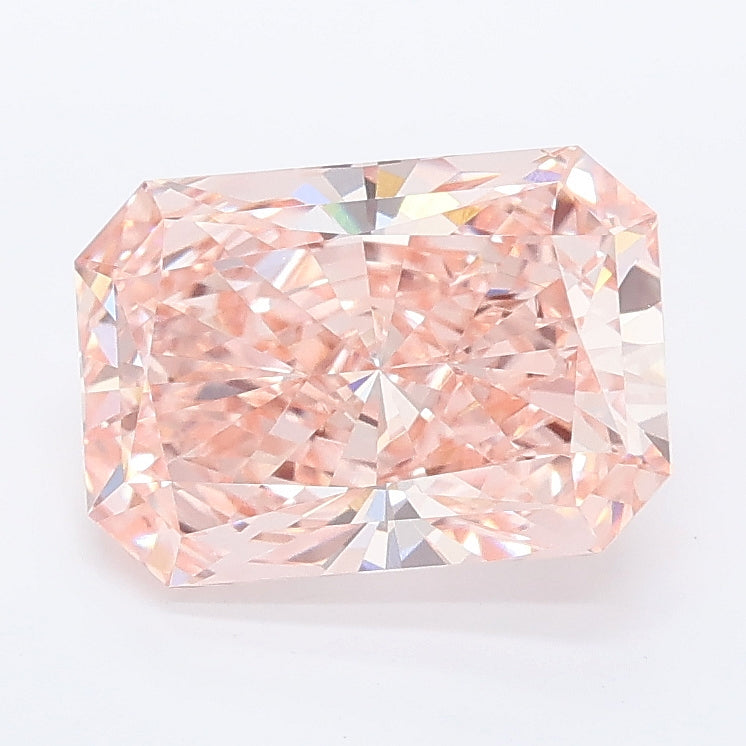 2.51 carat fancy vivid pink radiant lab grown diamond VS1 clarity