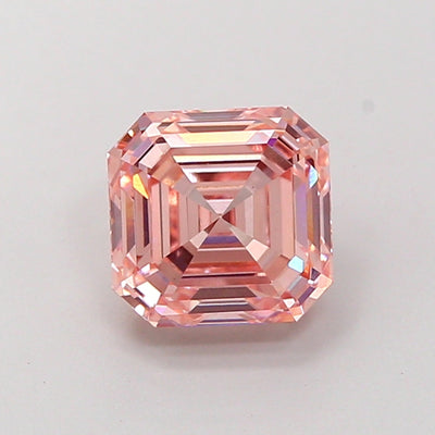 2.04 carat fancy intense pink asscher lab grown diamond VS1 clarity