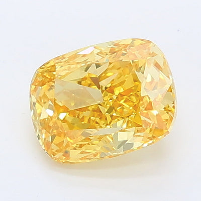 1.02 carat fancy vivid yellow cushion lab grown diamond VS1 clarity