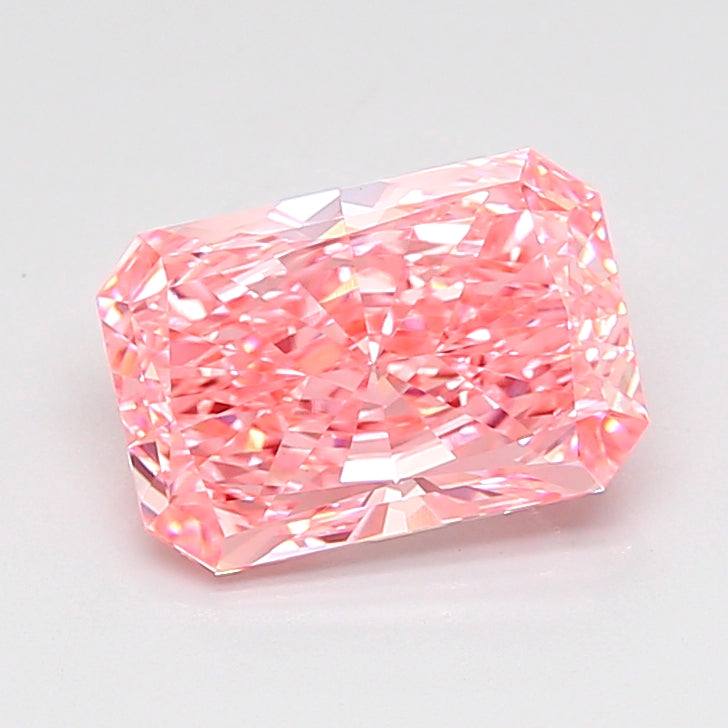 4.51 carat fancy vivid pink radiant lab grown diamond VVS2 clarity
