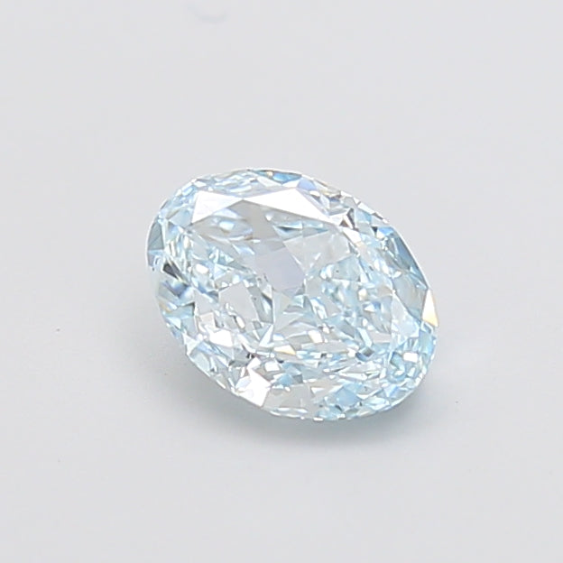1.04 carat fancy intense greenish blue oval lab grown diamond VS1 clarity