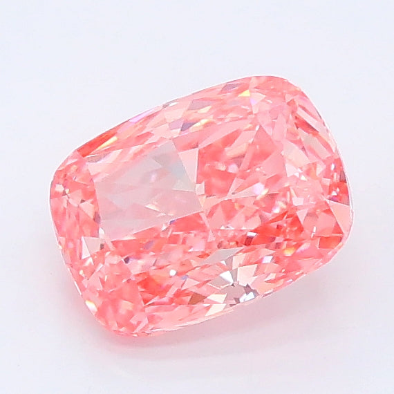 1.14 carat fancy vivid pink cushion lab grown diamond VVS2 clarity