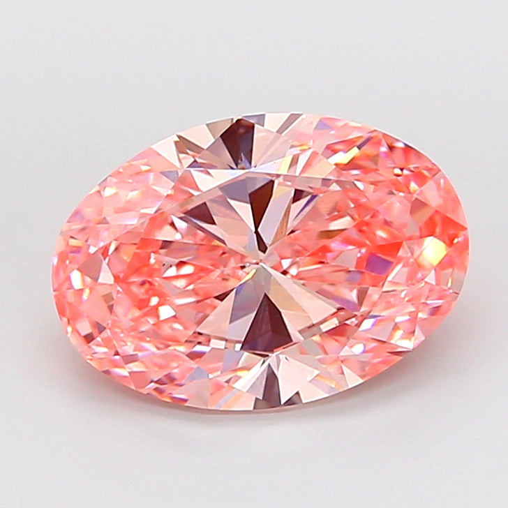 4.04 carat fancy vivid pink oval lab grown diamond VS2 clarity