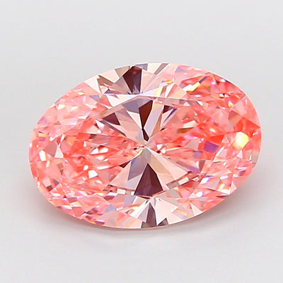 4.04 carat fancy vivid pink oval lab grown diamond VS2 clarity