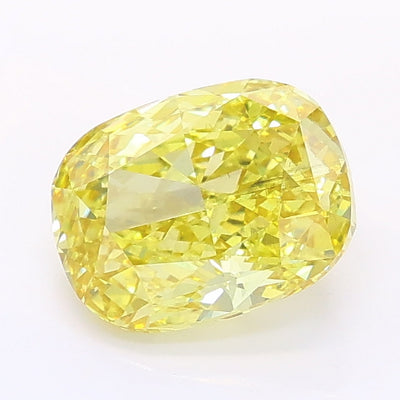 1.56 carat fancy vivid yellow cushion lab grown diamond SI1 clarity