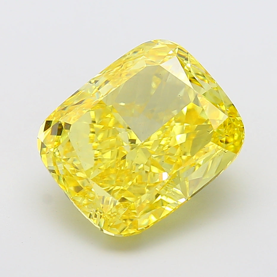 9.84 carat fancy vivid yellow cushion lab grown diamond VS2 clarity