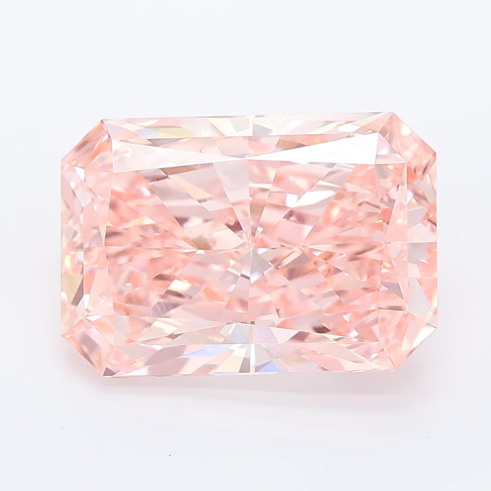 5.08 carat fancy vivid pink radiant lab grown diamond VS2 clarity