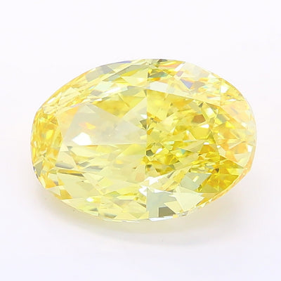 3.01 carat fancy intense yellow oval lab grown diamond VVS2 clarity