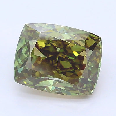 1.51 carat fancy vivid green cushion lab grown diamond SI1 clarity