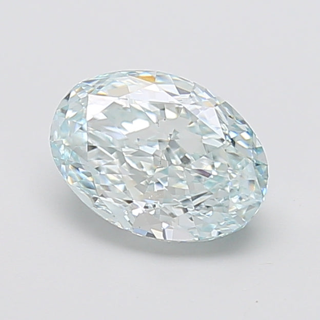2.07 carat fancy light bluish green oval lab grown diamond VS1 clarity
