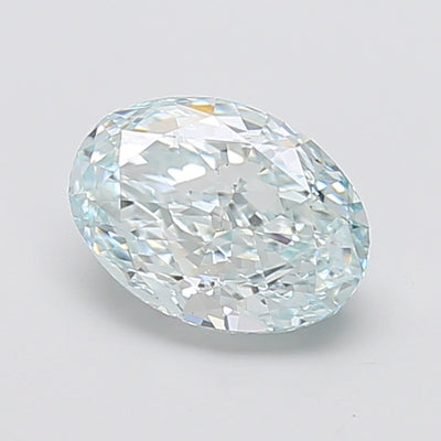 2.07 carat fancy light bluish green oval lab grown diamond VS1 clarity