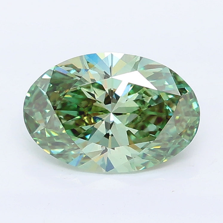 1.62 carat fancy vivid green oval lab grown diamond VS1 clarity