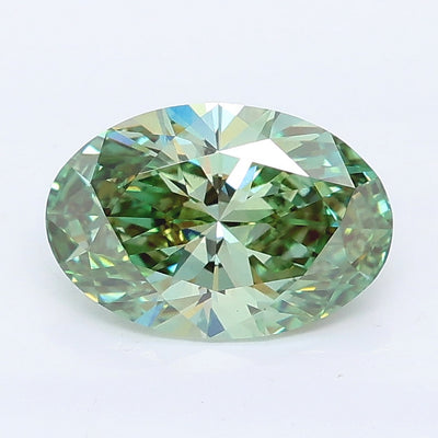 1.62 carat fancy vivid green oval lab grown diamond VS1 clarity