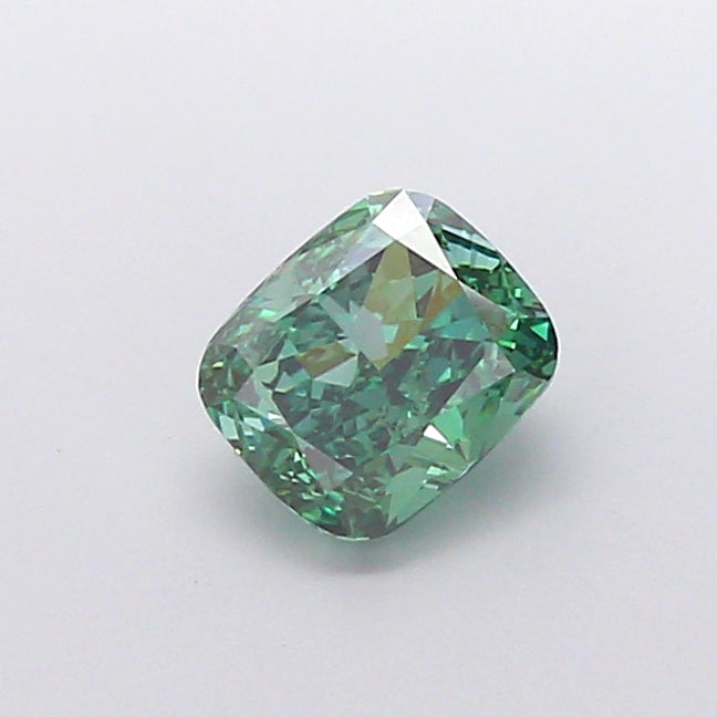 1.22 carat fancy vivid green cushion lab grown diamond VVS2 clarity