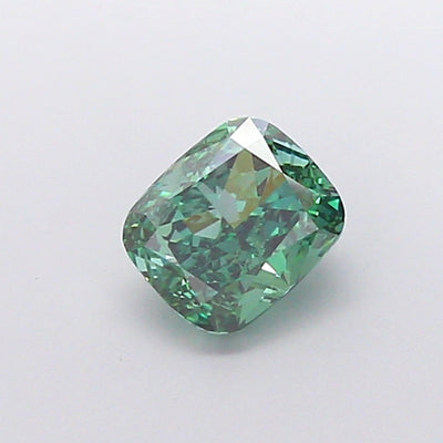 1.22 carat fancy vivid green cushion lab grown diamond VVS2 clarity
