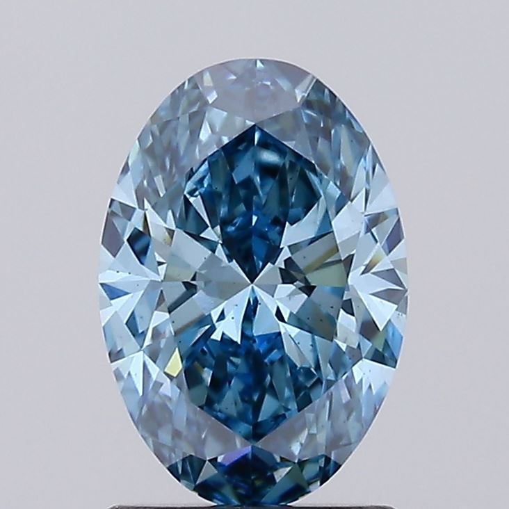 1.32 carat fancy vivid blue oval lab grown diamond VS2 clarity