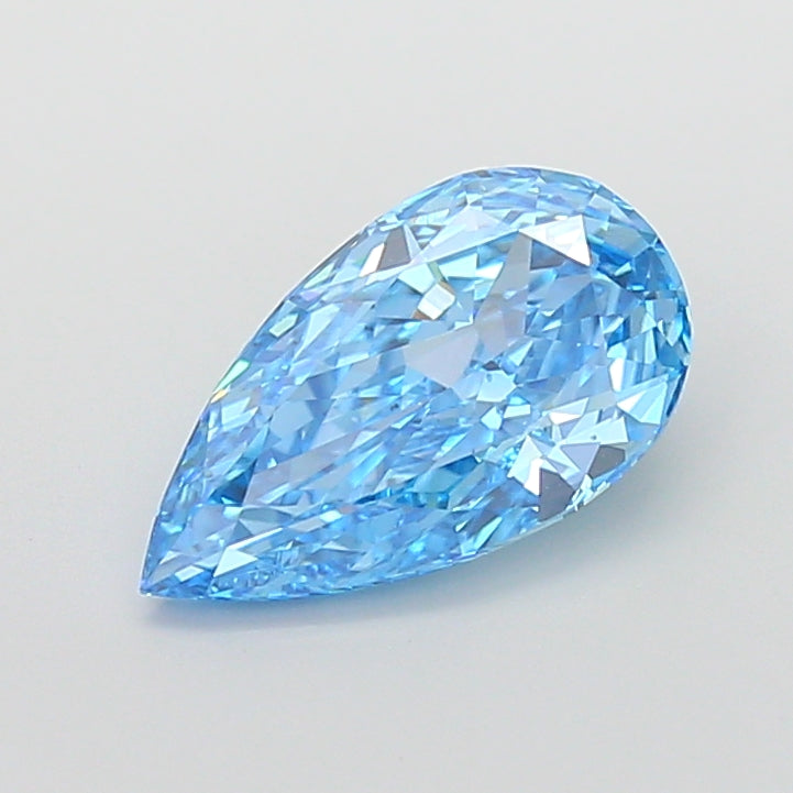 4.51 carat fancy vivid blue pear lab grown diamond VS1 clarity