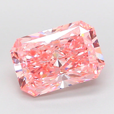 3.52 carat fancy vivid pink radiant lab grown diamond VS1 clarity