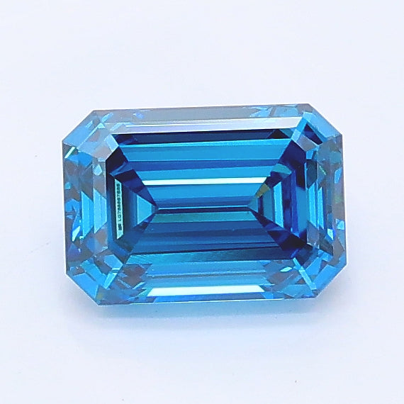0.88 carat fancy vivid blue emerald lab grown diamond VS1 clarity