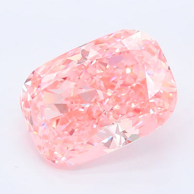 3.65 carat fancy vivid pink cushion lab grown diamond VS1 clarity