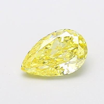 0.90 carat fancy vivid yellow pear lab grown diamond VVS2 clarity