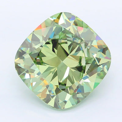 5.07 carat fancy vivid green cushion lab grown diamond VS1 clarity