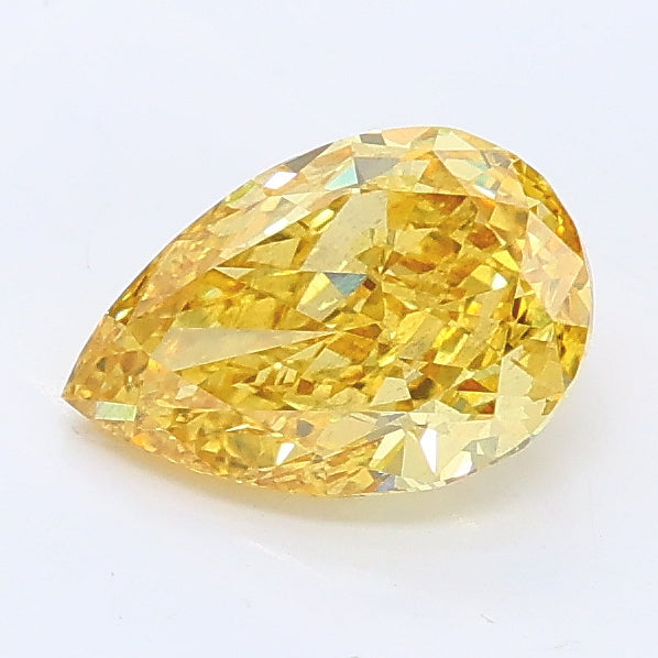 1.04 carat fancy intense yellow pear lab grown diamond SI1 clarity