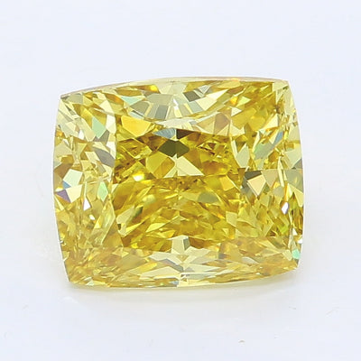 1.99 carat fancy intense yellow cushion lab grown diamond VS1 clarity