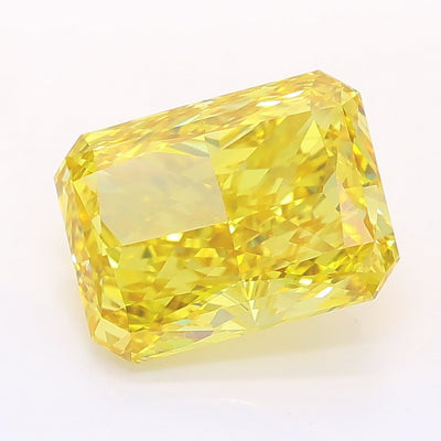 2.97 carat fancy vivid yellow radiant lab grown diamond VVS2 clarity