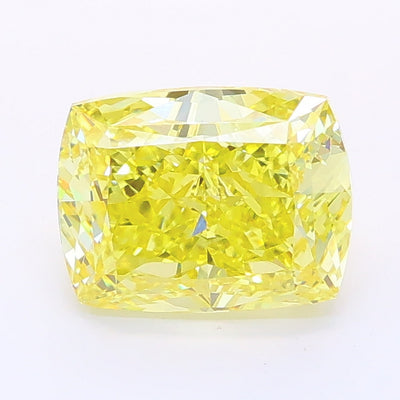 2.01 carat fancy intense yellow cushion lab grown diamond VVS2 clarity