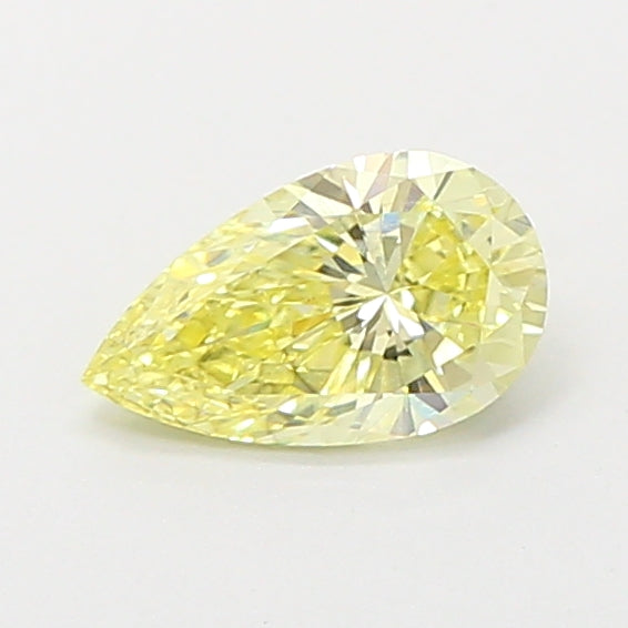 0.63 carat fancy intense yellow pear lab grown diamond VVS2 clarity