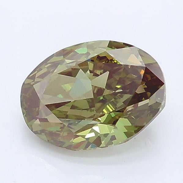 1.34 carat fancy vivid green oval lab grown diamond VS1 clarity