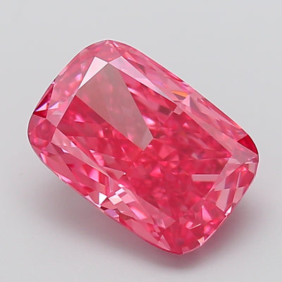 5.03 carat fancy vivid pink cushion lab grown diamond VVS2 clarity