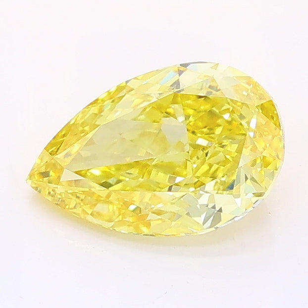1.23 carat fancy vivid yellow pear lab grown diamond VVS2 clarity