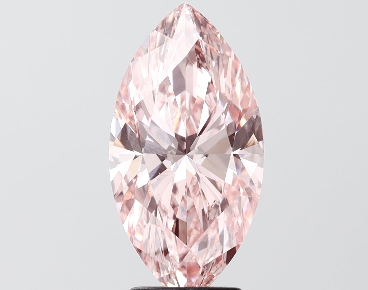 4.01 carat fancy vivid pink marquise lab grown diamond VS2 clarity