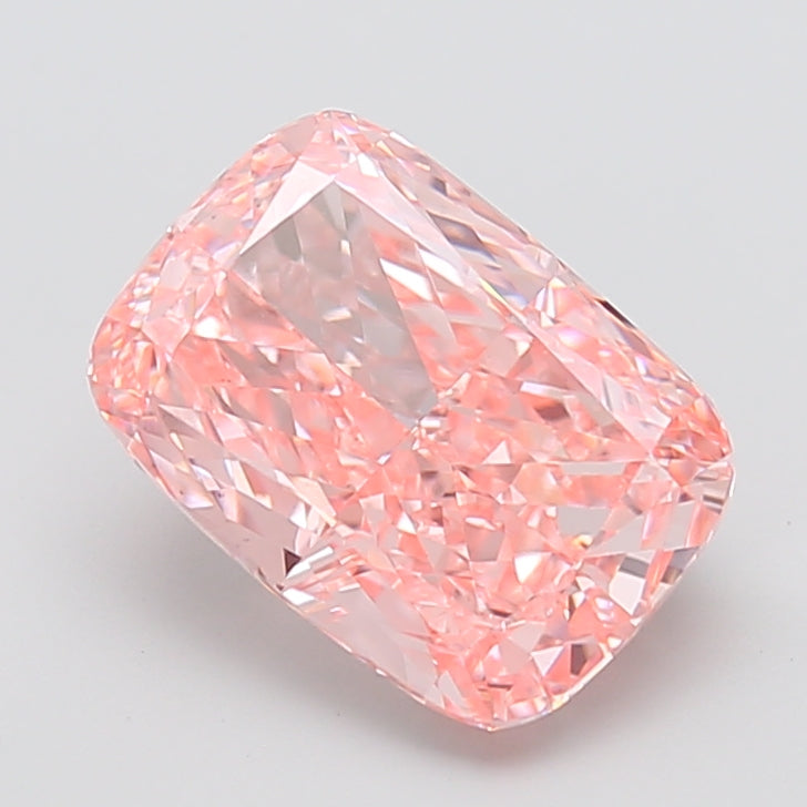 5.01 carat fancy vivid pink cushion lab grown diamond VS1 clarity