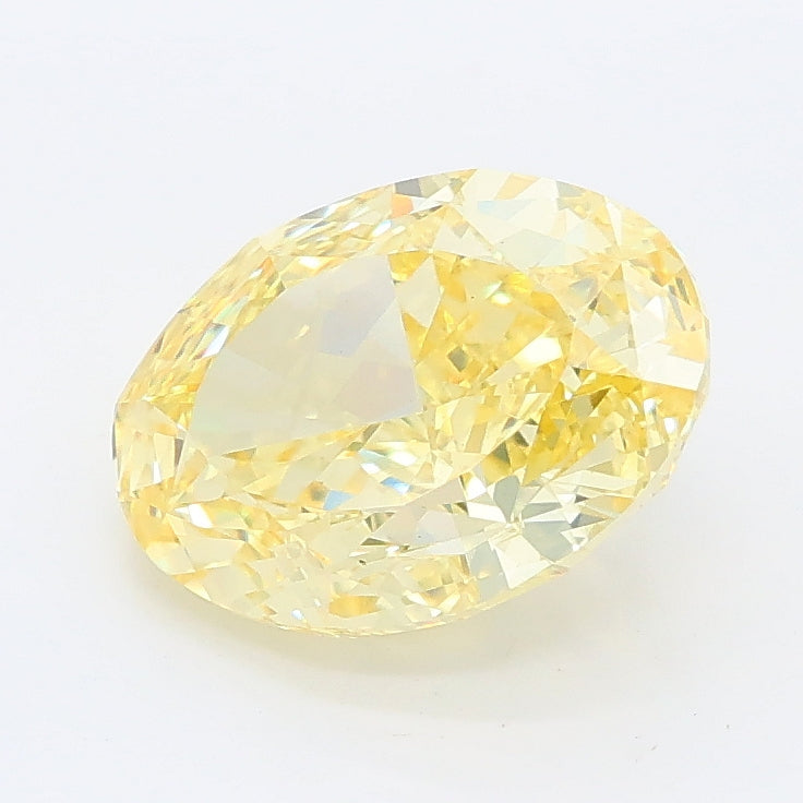 2.39 carat fancy intense yellow oval lab grown diamond VS1 clarity