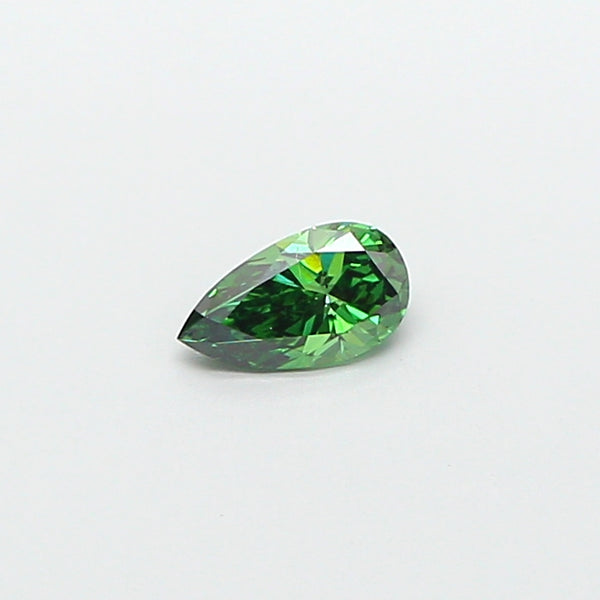 0.36 carat fancy vivid green pear lab grown diamond VVS2 clarity