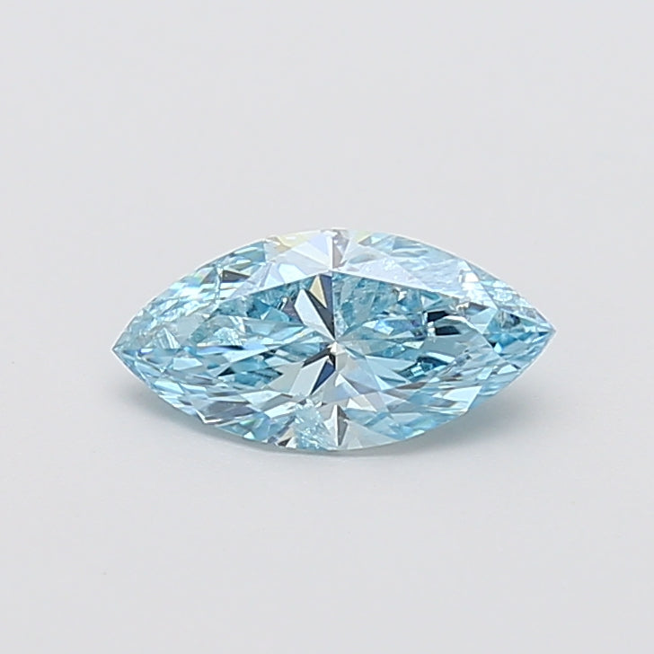1.02 carat fancy vivid blue marquise lab grown diamond I1 clarity