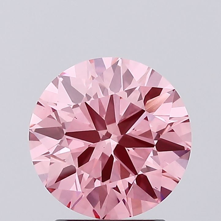 1.99 carat fancy vivid pink round lab grown diamond VS1 clarity