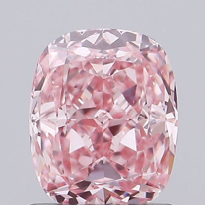 0.93 carat fancy vivid pink cushion lab grown diamond VVS2 clarity