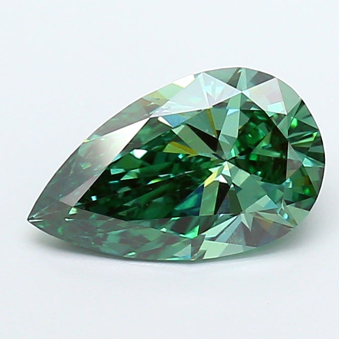 2.03 carat fancy vivid green pear lab grown diamond VS2 clarity