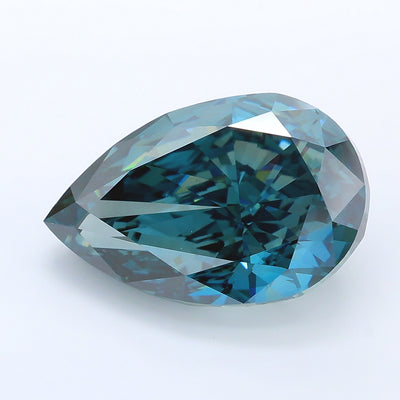 6.72 carat fancy deep blue green pear lab grown diamond VS1 clarity