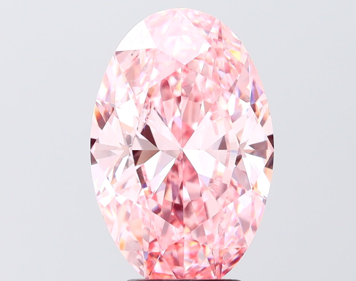4.52 carat fancy vivid pink oval lab grown diamond VVS2 clarity