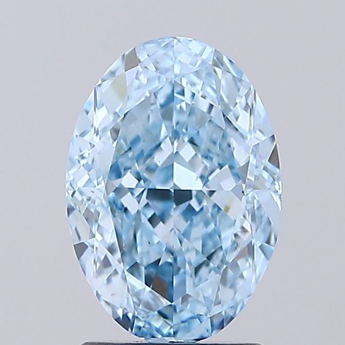 2.06 carat fancy vivid blue oval lab grown diamond VS1 clarity