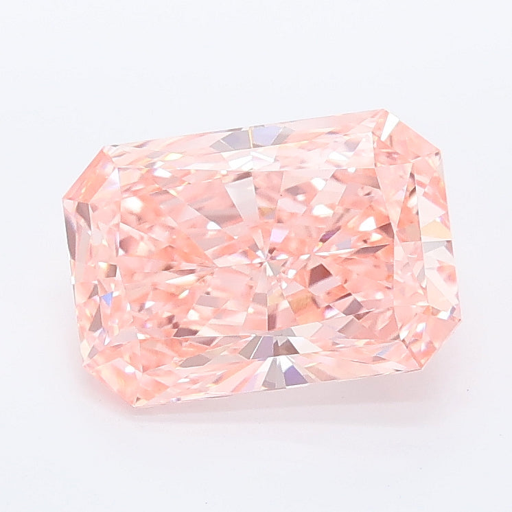 2.06 carat fancy vivid pink radiant lab grown diamond VVS2 clarity