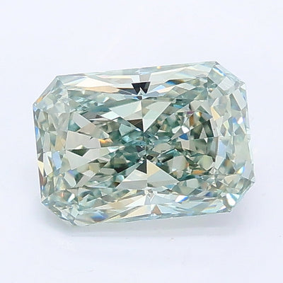 1.28 carat fancy blue green radiant lab grown diamond VS1 clarity
